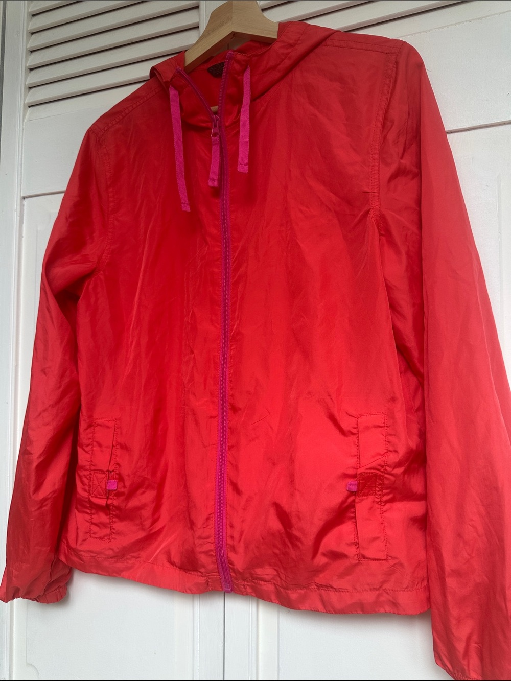 Red-Pink Hooded Lightweight Windbreaker